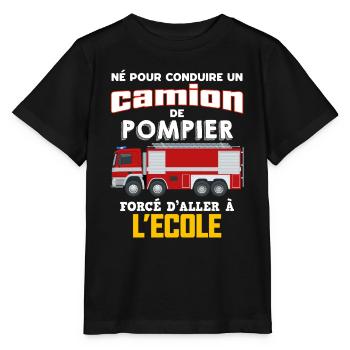 Camion De Pompier Humour - T-shirt bio MINI CREATOR Stanley/Stella Enfant - noir - Devant - Mikhail (115cm)