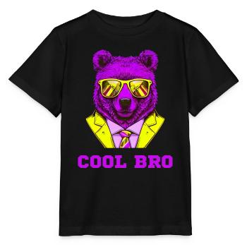 Cool Bro Bear - T-shirt bio MINI CREATOR Stanley/Stella Enfant - noir - Devant - Mikhail (115cm)
