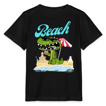 Krokodil am Strand genießt den Urlaub - Stanley/Stella Kinder T-Shirt MINI CREATOR  - Schwarz - Vorne - Mikhail (115cm)