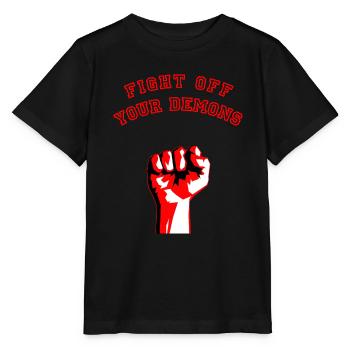 FIGHT OFF YOUR DEMONS - Kämpferische Faust - Stanley/Stella Kinder T-Shirt MINI CREATOR  - Schwarz - Vorne - Mikhail (115cm)