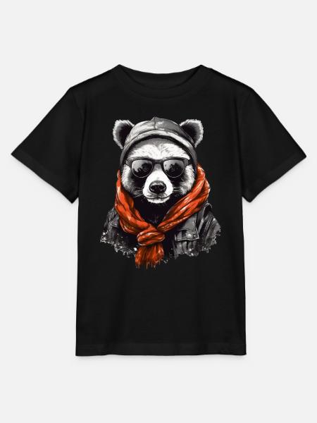 Panda T-Shirt Cooler Pandabär mit Sonnenbrille - Stanley/Stella Kinder T-Shirt MINI CREATOR  - Schwarz
