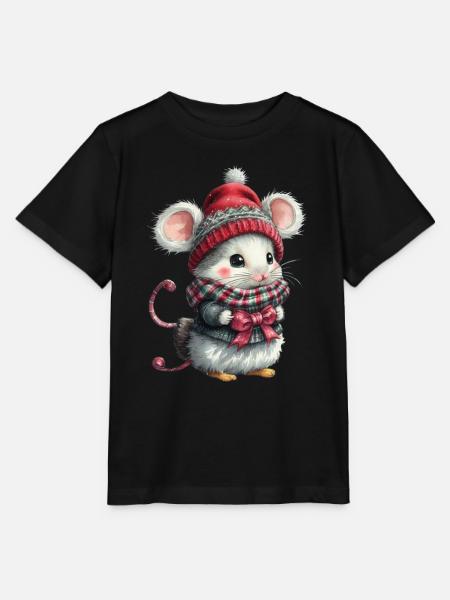 Niedliche Weihnachtsmaus - Stanley/Stella Kinder T-Shirt MINI CREATOR - Schwarz