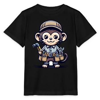Cute Monkey Craftsman - Stanley/Stella MINI CREATOR Kids’ T-Shirt - black - Front - Mikhail (115cm)