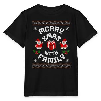 Merry Xmas With Family - Stanley/Stella MINI CREATOR Kids’ T-Shirt - black - Front - Mikhail (115cm)