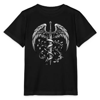 Schutzengel Symbol | Skizzenkunst - Stanley/Stella Kinder T-Shirt MINI CREATOR  - Schwarz - Vorne - Mikhail (115cm)