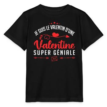 je suis le valentin d'une valentine super génial - T-shirt bio MINI CREATOR Stanley/Stella Enfant - noir - Devant - Mikhail (115cm)