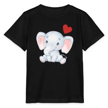 Elephant Baby Infant Heart Kids T-shirt - Stanley/Stella MINI CREATOR Kids’ T-Shirt - black - Front - Mikhail (115cm)