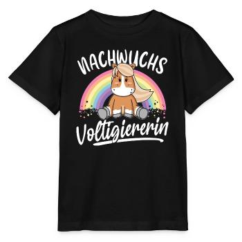 Voltigieren Pferdesport Nachwuchs Voltigiererin - Stanley/Stella Kinder T-Shirt MINI CREATOR  - Schwarz - Vorne - Mikhail (115cm)
