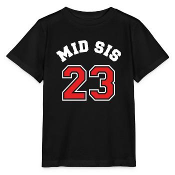 Mid Sis 2023 Mittlere Schwester Baby Geburt Kind - Stanley/Stella Kinder T-Shirt MINI CREATOR  - Schwarz - Vorne - Mikhail (115cm)