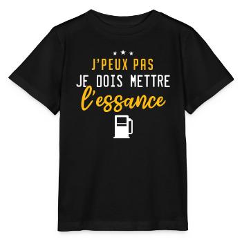 J'Peux Pas Je Dois Mettre L'Essence | Humour - T-shirt bio MINI CREATOR Stanley/Stella Enfant - noir - Devant - Mikhail (115cm)