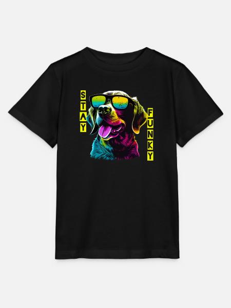 Funky Dog mit Sonnenbrille - Stanley/Stella Kinder T-Shirt MINI CREATOR - Schwarz