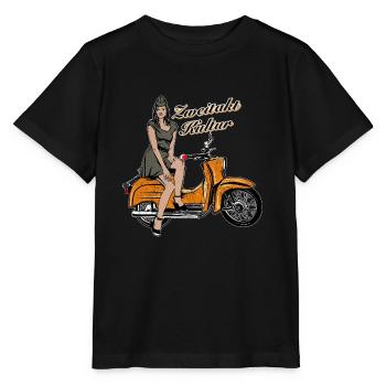 Simson Schwalbe KR51 Vintage Retro Verkehrsorange - Stanley/Stella Kinder T-Shirt MINI CREATOR  - Schwarz - Vorne - Mikhail (115cm)