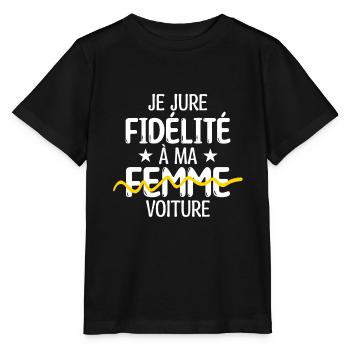 Je jure fidélité à ma femme, voiture - T-shirt bio MINI CREATOR Stanley/Stella Enfant - noir - Devant - Mikhail (115cm)
