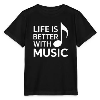 Life Is Better With Music - Stanley/Stella Kinder T-Shirt MINI CREATOR  - Schwarz - Vorne - Mikhail (115cm)