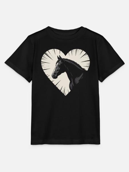 Pferd Herz Reiten - Stanley/Stella Kinder T-Shirt MINI CREATOR - Schwarz
