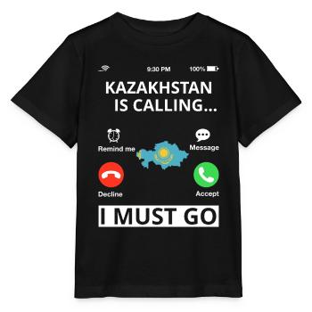 Drapeau du Kazakhstan Drapeau du Kazakhstan - T-shirt bio MINI CREATOR Stanley/Stella Enfant - noir - Devant - Mikhail (115cm)