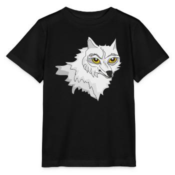 Loup blanc - T-shirt bio MINI CREATOR Stanley/Stella Enfant - noir - Devant - Mikhail (115cm)