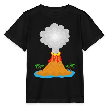 Volcan, éruption, île volcanique, lave, palmiers, montagne - T-shirt bio MINI CREATOR Stanley/Stella Enfant - noir - Devant - Mikhail (115cm)