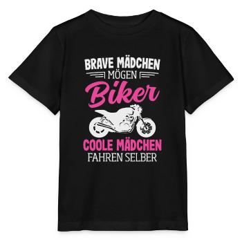 Motorrad Bikerin Motorradfahrerin Biker Frau - Stanley/Stella Kinder T-Shirt MINI CREATOR  - Schwarz - Vorne - Mikhail (115cm)