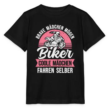 Motorrad Bikerin Motorradfahrerin Biker Frau - Stanley/Stella Kinder T-Shirt MINI CREATOR  - Schwarz - Vorne - Mikhail (115cm)