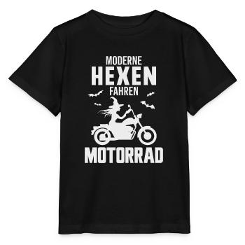 Motorrad Hexe Biker Frau Motorradfahrerin - Stanley/Stella Kinder T-Shirt MINI CREATOR  - Schwarz - Vorne - Mikhail (115cm)