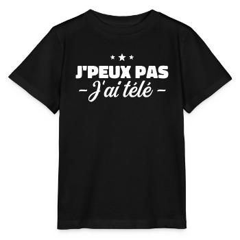 J'Peux Pas J'Ai Télé - Humour - T-shirt bio MINI CREATOR Stanley/Stella Enfant - noir - Devant - Mikhail (115cm)