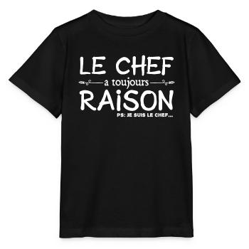 Le chef a toujours raison je suis le chef humour - T-shirt bio MINI CREATOR Stanley/Stella Enfant - noir - Devant - Mikhail (115cm)
