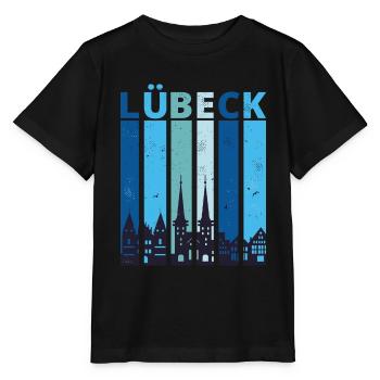 Lübeck Lübecker Stadtsilhouette - Stanley/Stella Kinder T-Shirt MINI CREATOR  - Schwarz - Vorne - Mikhail (115cm)