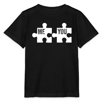 ICH DU | PUZZLE | PAAR - Stanley/Stella Kinder T-Shirt MINI CREATOR  - Schwarz - Vorne - Mikhail (115cm)