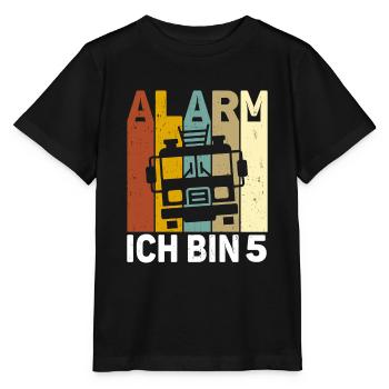 Feuerwehr Feuerwehrauto Geburtstag Junge 5 Jahre - Stanley/Stella Kinder T-Shirt MINI CREATOR  - Schwarz - Vorne - Mikhail (115cm)