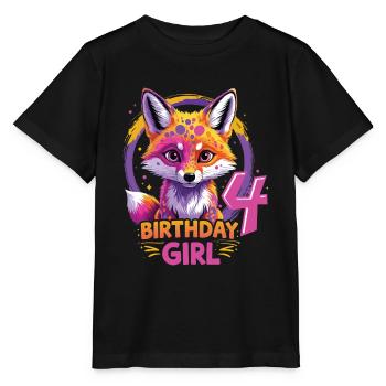 Jolie fille motif anniversaire renard 4 ans - T-shirt bio MINI CREATOR Stanley/Stella Enfant - noir - Devant - Mikhail (115cm)