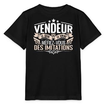 Vendeur le seul Vendeur le vrai Vendeur - T-shirt bio MINI CREATOR Stanley/Stella Enfant - noir - Devant - Mikhail (115cm)