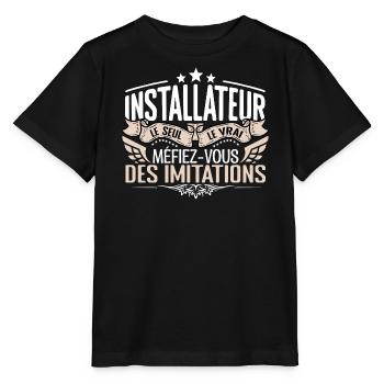 Installateur le seul Installateur le vrai Installa - T-shirt bio MINI CREATOR Stanley/Stella Enfant - noir - Devant - Mikhail (115cm)