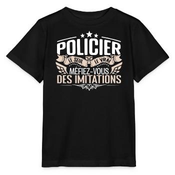 Policier le seul Policier le vrai Policier - T-shirt bio MINI CREATOR Stanley/Stella Enfant - noir - Devant - Mikhail (115cm)