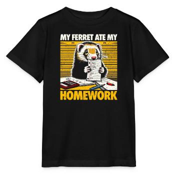 Mon furet a mangé mes devoirs - Cadeau furet - T-shirt bio MINI CREATOR Stanley/Stella Enfant - noir - Devant - Mikhail (115cm)