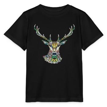 cerf - T-shirt bio MINI CREATOR Stanley/Stella Enfant - noir - Devant - Mikhail (115cm)