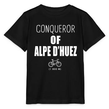 Eroberer der Alpes d'Huez mit dem Fahrrad Alpes - Stanley/Stella Kinder T-Shirt MINI CREATOR  - Schwarz - Vorne - Mikhail (115cm)