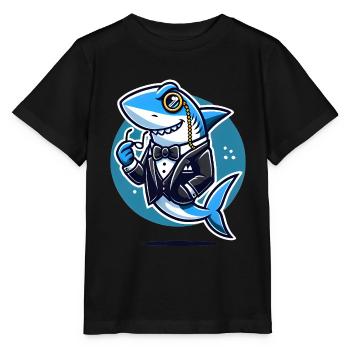 Classy Shark in Tuxedo Vector Design - Stanley/Stella MINI CREATOR Kids’ T-Shirt - black - Front - Mikhail (115cm)