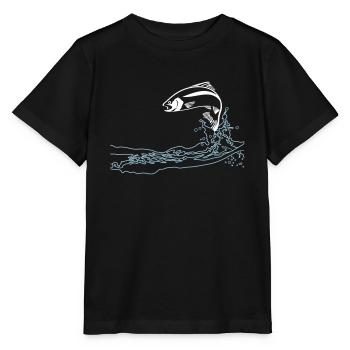 jumping trout - Stanley/Stella MINI CREATOR Kids’ T-Shirt - black - Front - Mikhail (115cm)