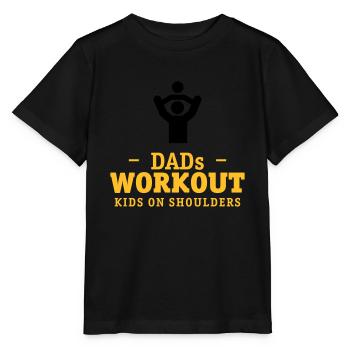 Papas workout mit Kind auf Schultern Geschenk - Stanley/Stella Kinder T-Shirt MINI CREATOR  - Schwarz - Vorne - Mikhail (115cm)