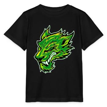 Wolf Kopf Wolfskopf Tattoo Graffiti Grün - Stanley/Stella Kinder T-Shirt MINI CREATOR  - Schwarz - Vorne - Mikhail (115cm)
