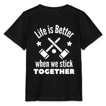 Krocket: Das Leben ist besser, wenn wir zusammenhalten. - Stanley/Stella Kinder T-Shirt MINI CREATOR  - Schwarz - Vorne - Mikhail (115cm)