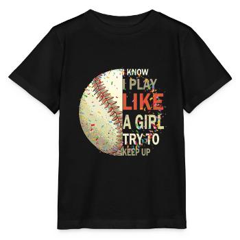 Jouer au baseball filles plaisir au softball sport - T-shirt bio MINI CREATOR Stanley/Stella Enfant - noir - Devant - Mikhail (115cm)