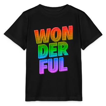 Wonderful | Strahle mit positiver LGBTQ Energie - Stanley/Stella Kinder T-Shirt MINI CREATOR  - Schwarz - Vorne - Mikhail (115cm)
