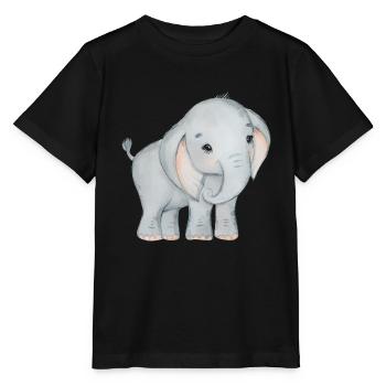 Elefanten Familie Mama Baby T-Shirt - Stanley/Stella Kinder T-Shirt MINI CREATOR  - Schwarz - Vorne - Mikhail (115cm)