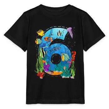 6th Birthday Young Ocean Fish 6 years old - Stanley/Stella MINI CREATOR Kids’ T-Shirt - black - Front - Mikhail (115cm)