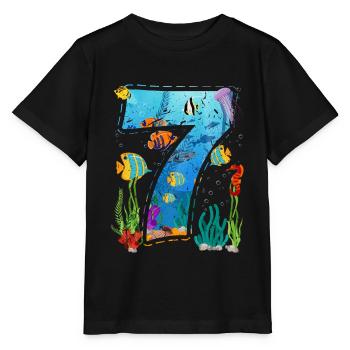 7th Birthday Young Ocean Fish 7 years old - Stanley/Stella MINI CREATOR Kids’ T-Shirt - black - Front - Mikhail (115cm)