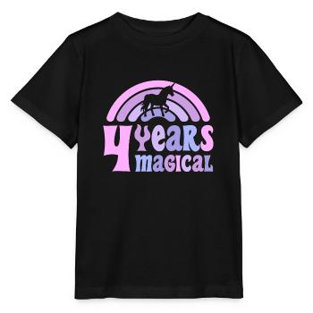 Geburtstag Mädchen 4 Jahre alt Kleines Einhorn - Stanley/Stella Kinder T-Shirt MINI CREATOR  - Schwarz - Vorne - Mikhail (115cm)