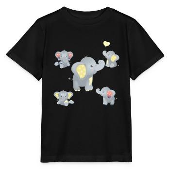Elefanten Familie Mama Baby T-Shirt 2023 - Stanley/Stella Kinder T-Shirt MINI CREATOR  - Schwarz - Vorne - Mikhail (115cm)