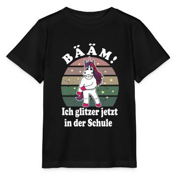 Einhorn Schulanfang Schulkind Bääm - Stanley/Stella Kinder T-Shirt MINI CREATOR  - Schwarz - Vorne - Mikhail (115cm)